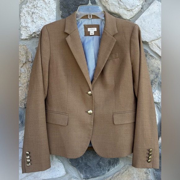 J. Crew Schoolboy Blazer Sz 10 Brown Wool Blend Fall Academia Equestrian Preppy - Picture 1 of 5